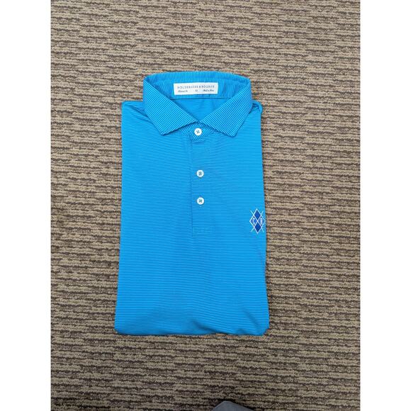 Holderness & Bourne Perkins Performance Striped Golf Polo Fiji Laguna Size M - Picture 10 of 10